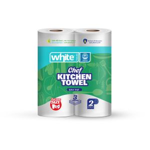 white 2 rolls of kitchen paper towels