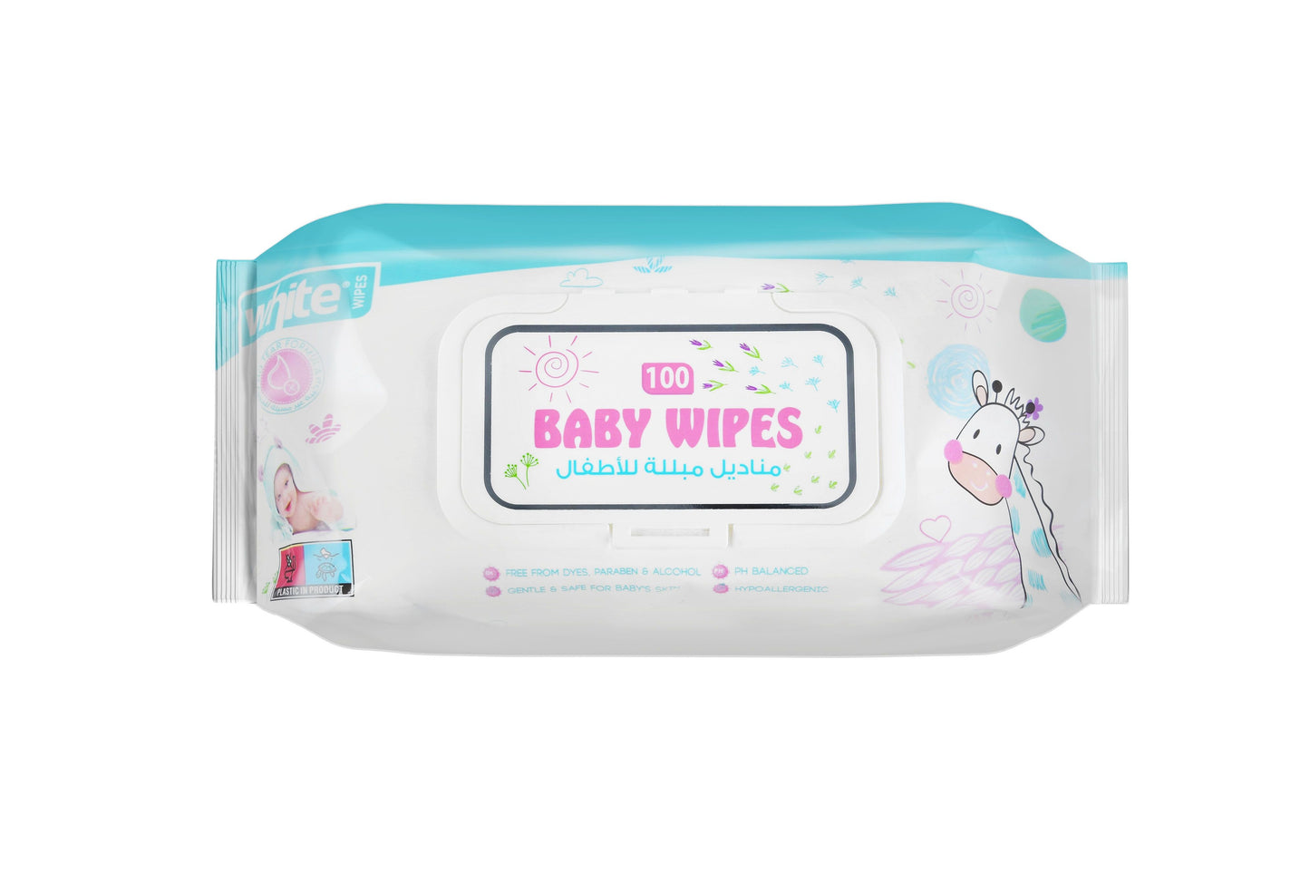 White baby wipes 100